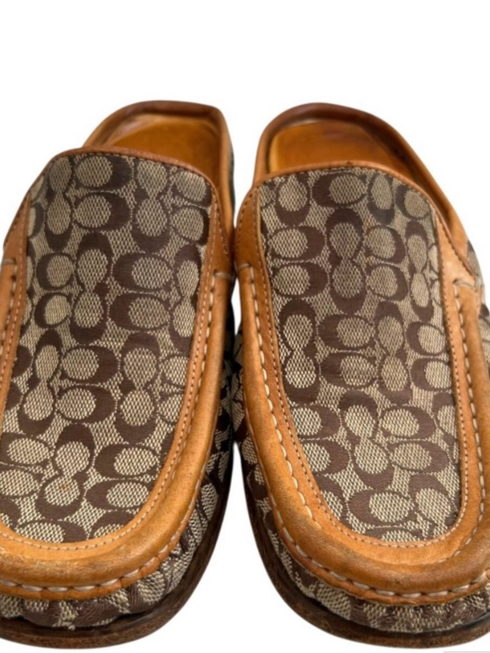 Authentic Coach Womens Brown Signature Canvas Loafers
